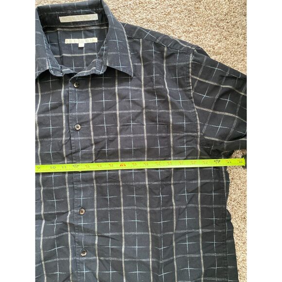 Perry Ellis Mens Short Sleeve Button Shirt Large Black Silver Gray - Picture 6 of 6
